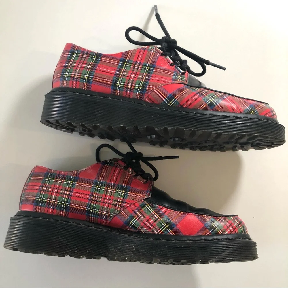 Dr Martens Ramsey River Red Tartan Creepers Womens 7 Rare Punk